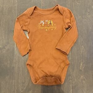Bundles Baby Place My 1st Thanksgiving Bodysuit‎ 3-6M Brown 100% Organic Cotton